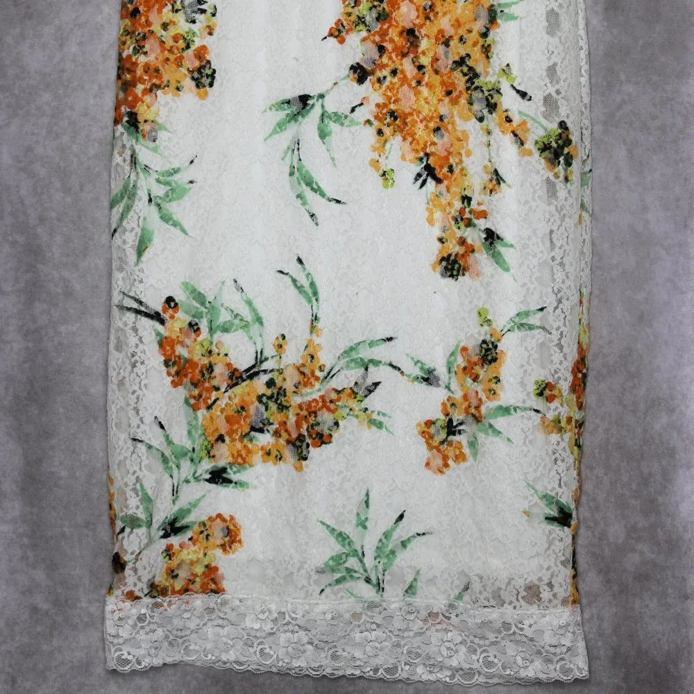 *SOLD* NWT Eva Mendez for NY & Co White Floral Print Lace Trim Dress Size Medium - Picture 6 of 12